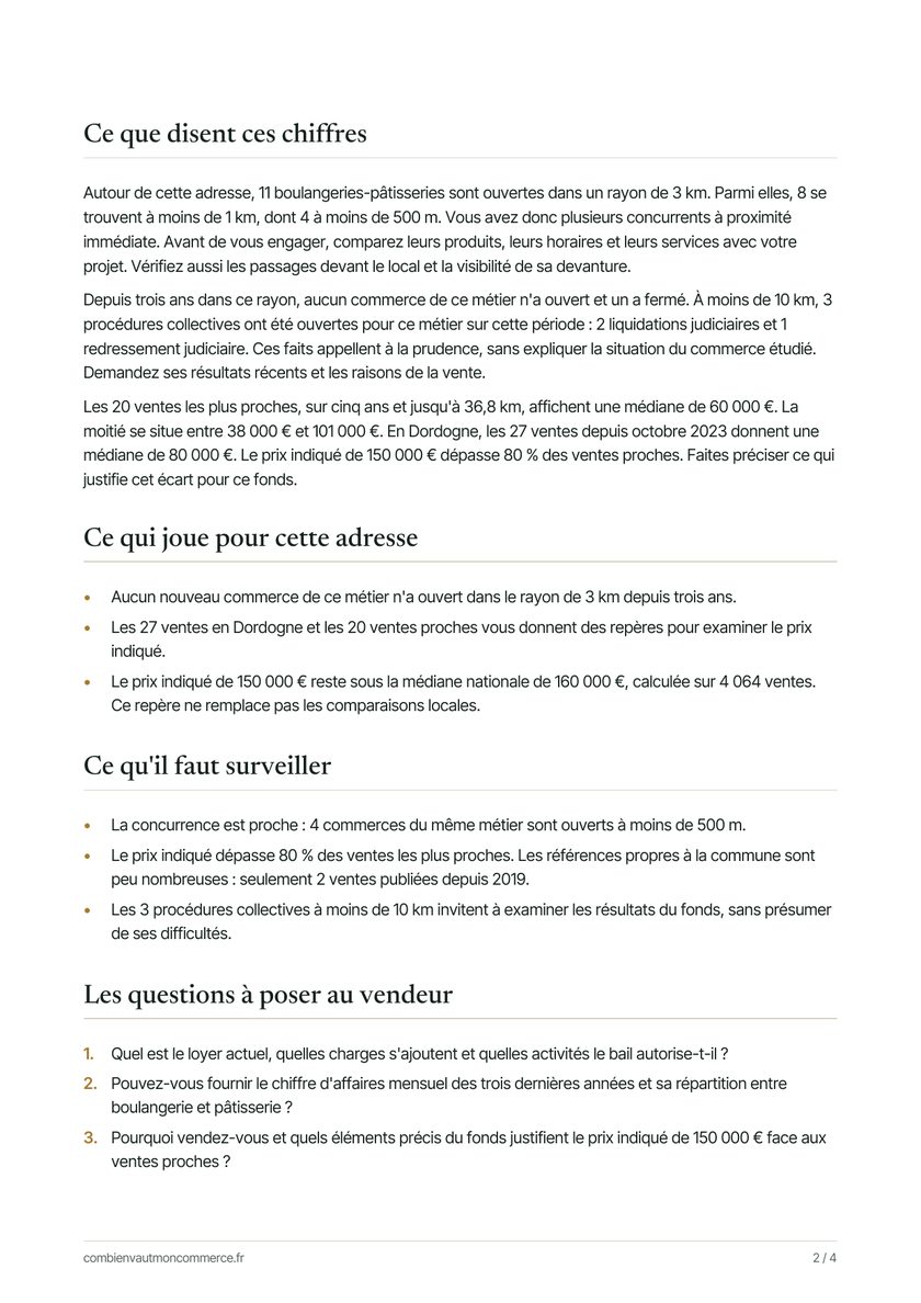 Page 2 : la lecture, les points à surveiller et les questions à poser au vendeur